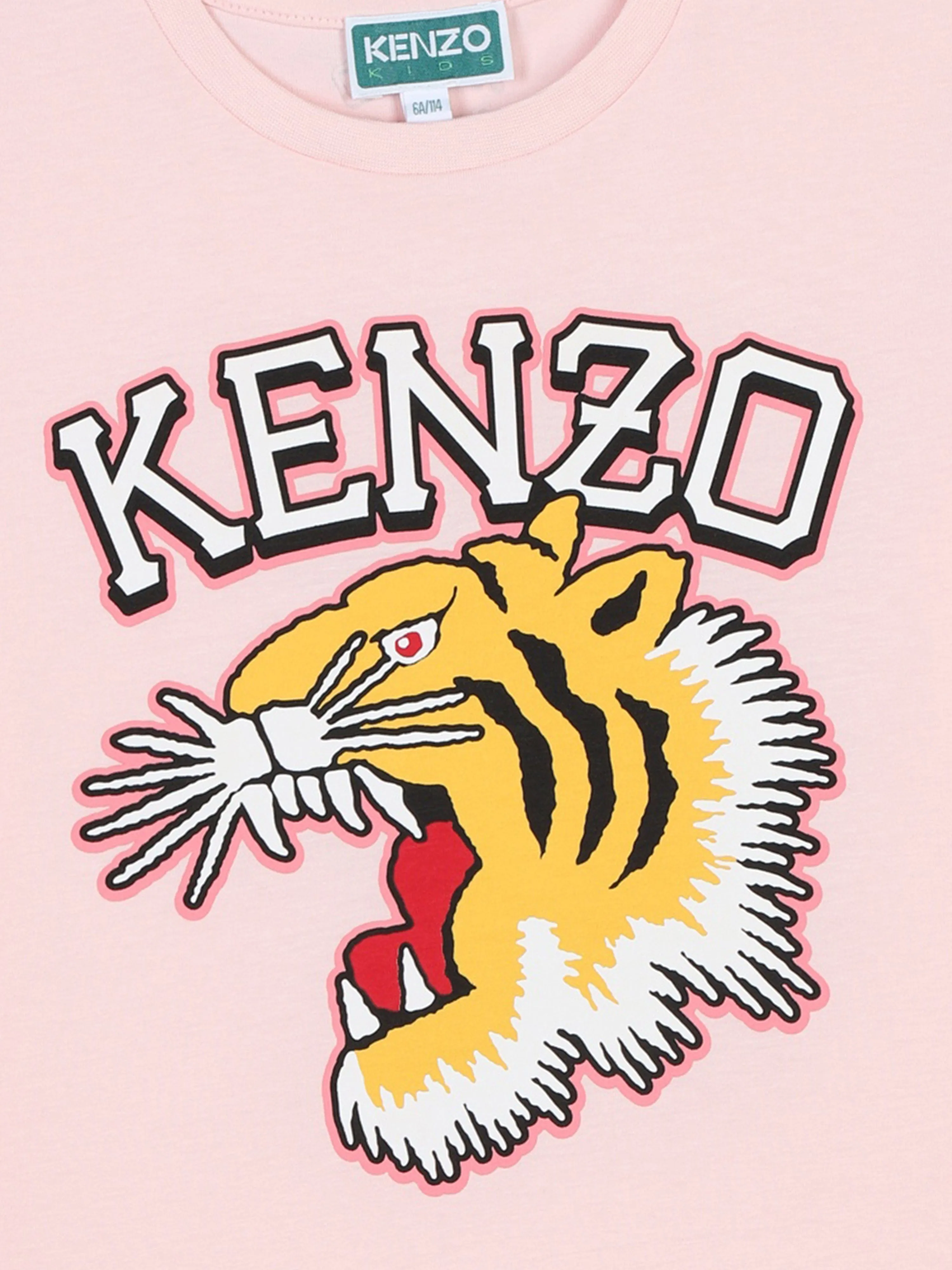 KENZO Girls Tiger Logo Jersey Dress in Pink