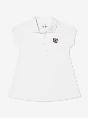 KENZO Girls Tiger Logo Polo Dress in White