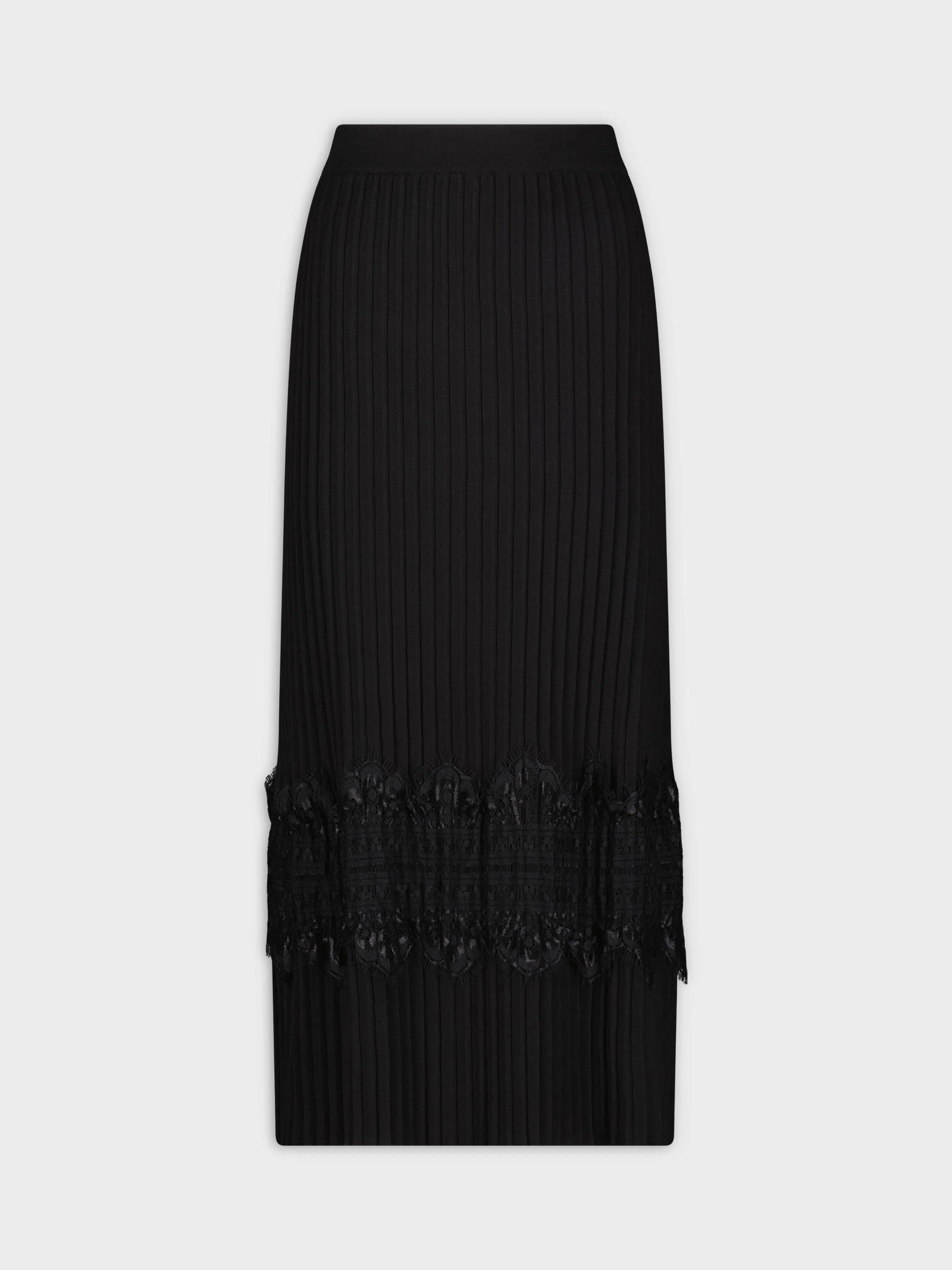 LACE TRIM SKIRT-BLACK