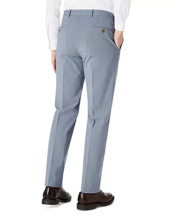 Lauren Ralph Lauren Mens Classic-Fit Gray/Blue Mini-Check Dress Pants, 38WX34