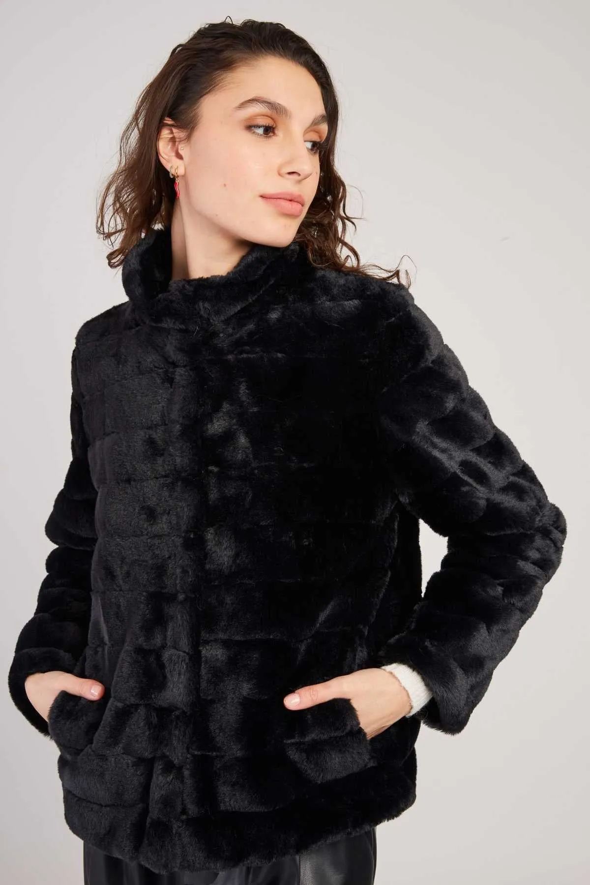 Lisette Faux Fur  Jacket - BLack