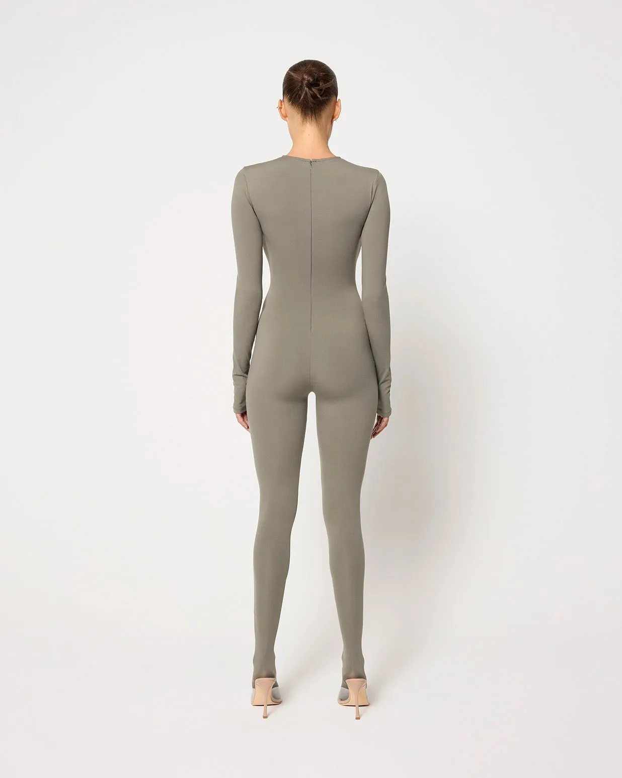 Long Sleeve Footed Catsuit | Dusty Olive