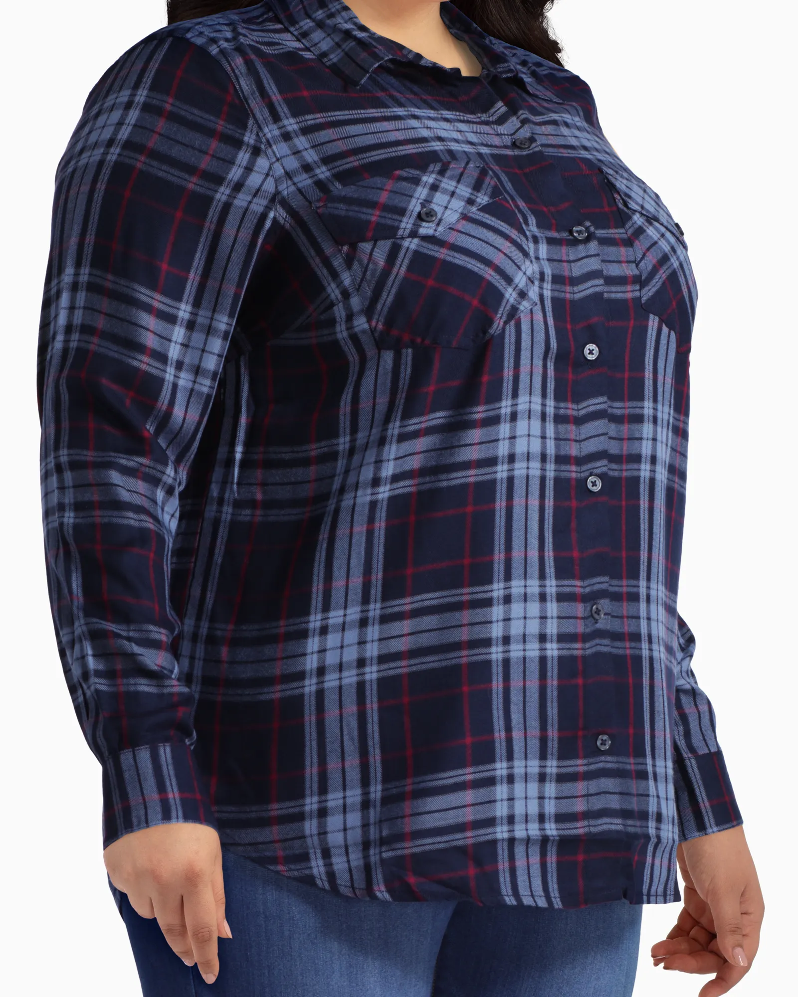 Lorelei Plaid Button-Down Shirt | Navy / Light Blue