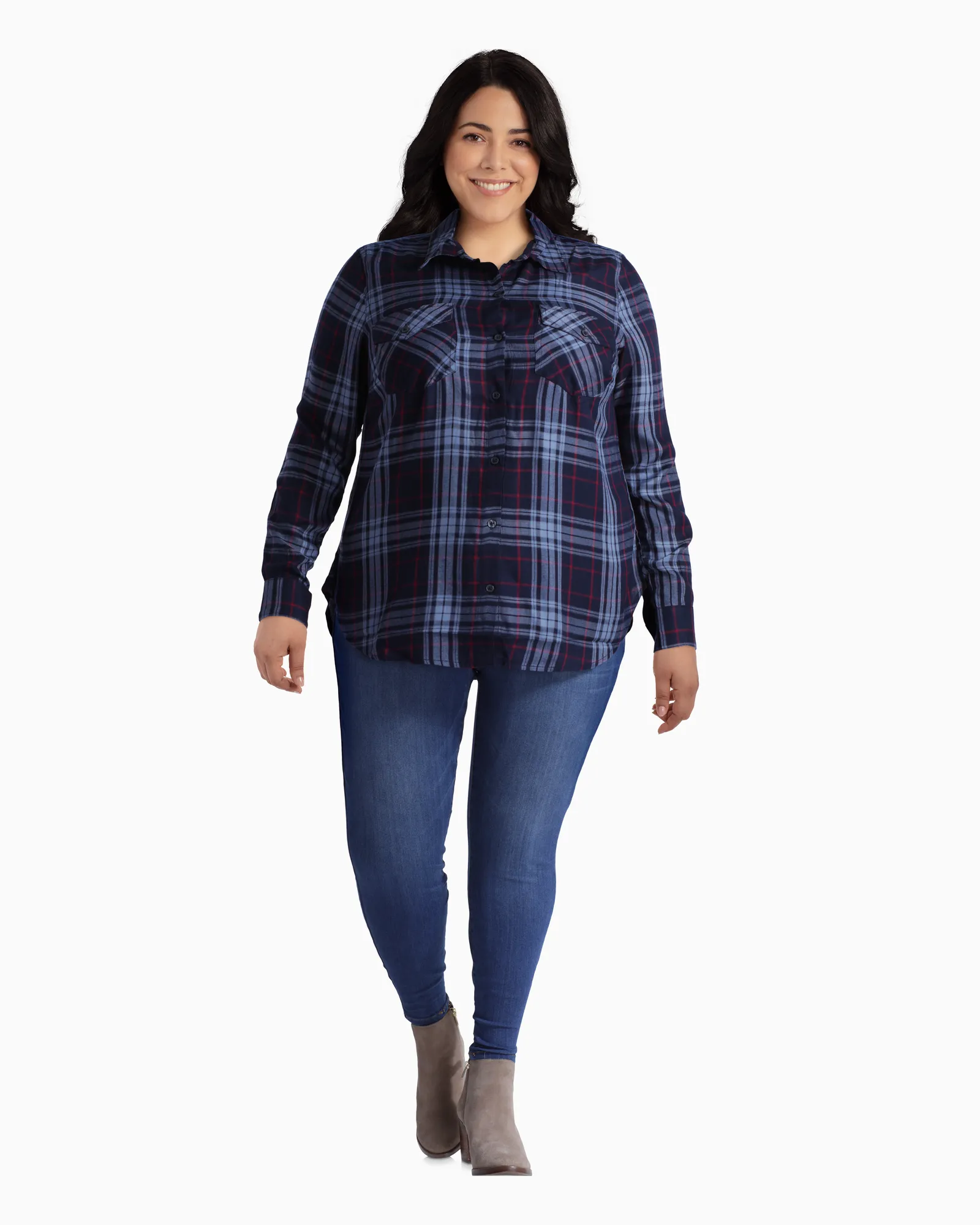 Lorelei Plaid Button-Down Shirt | Navy / Light Blue