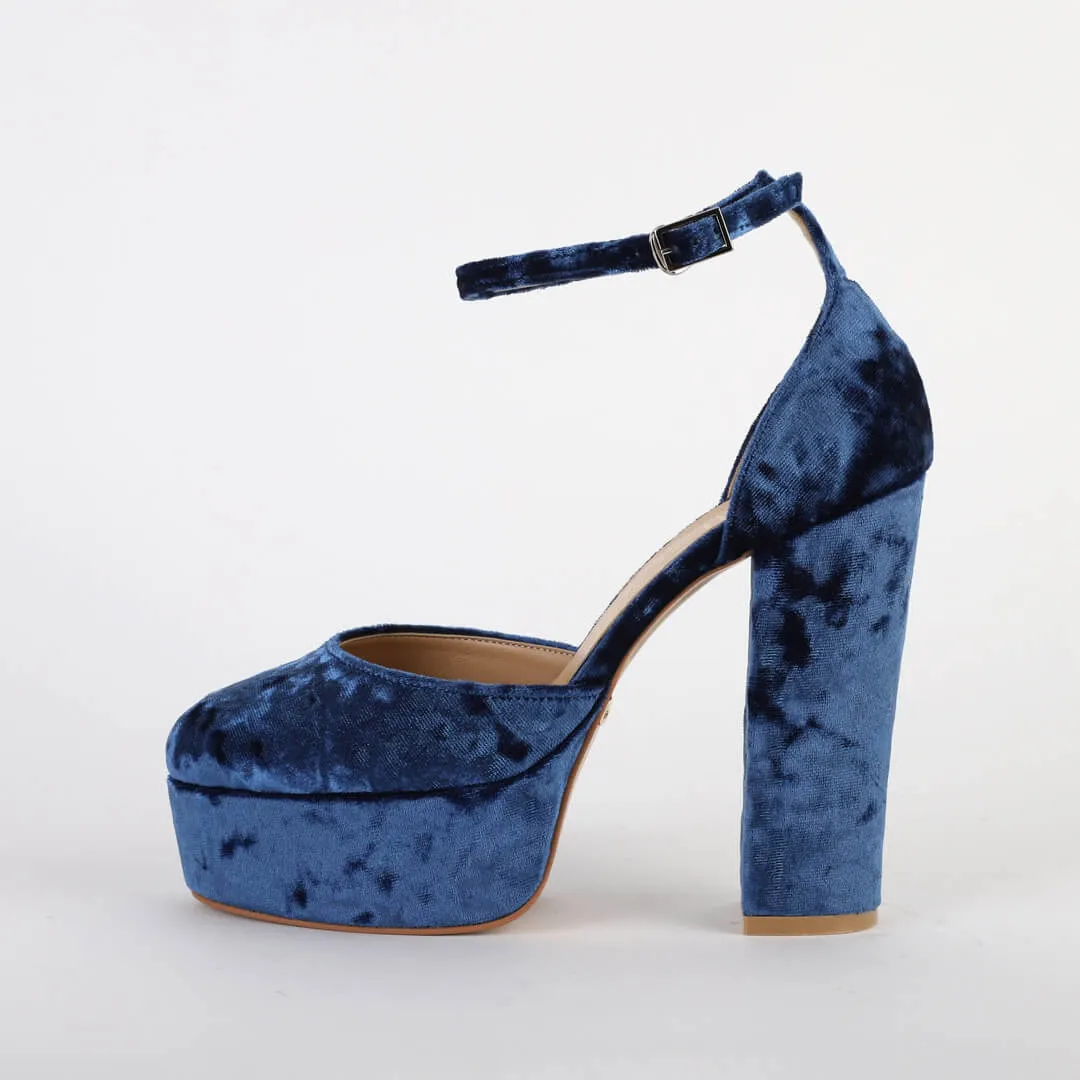 *MELLOW PLATFORM - blue, 12/3.5cm size UK 2.5