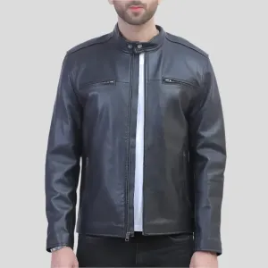 Mens Black Biker Leather Jacket