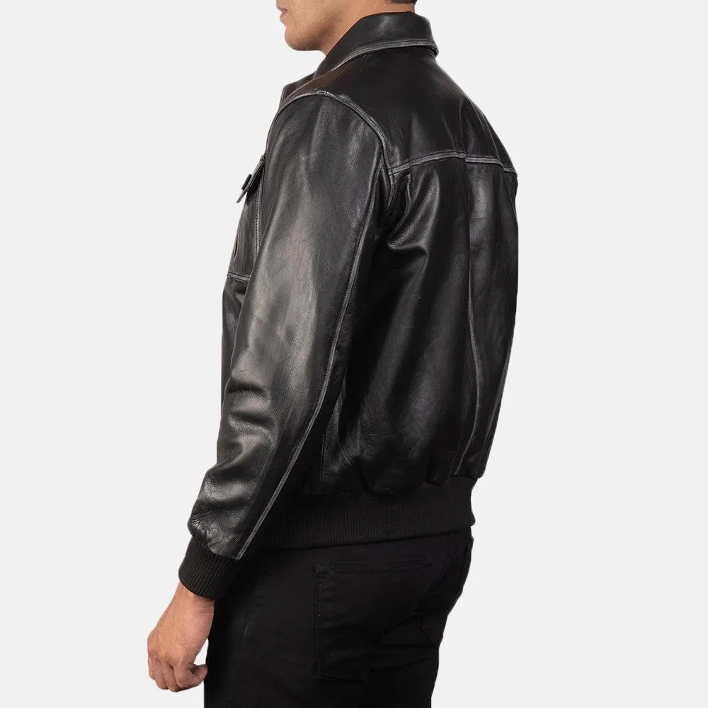 Mens Bomber Style Leather Jacket