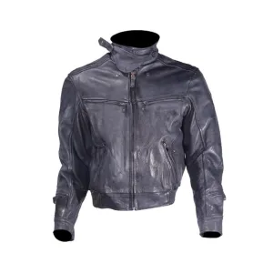 Mens Naked Cowhide Racer Style Vented Motorcycle Jacket Solid Back