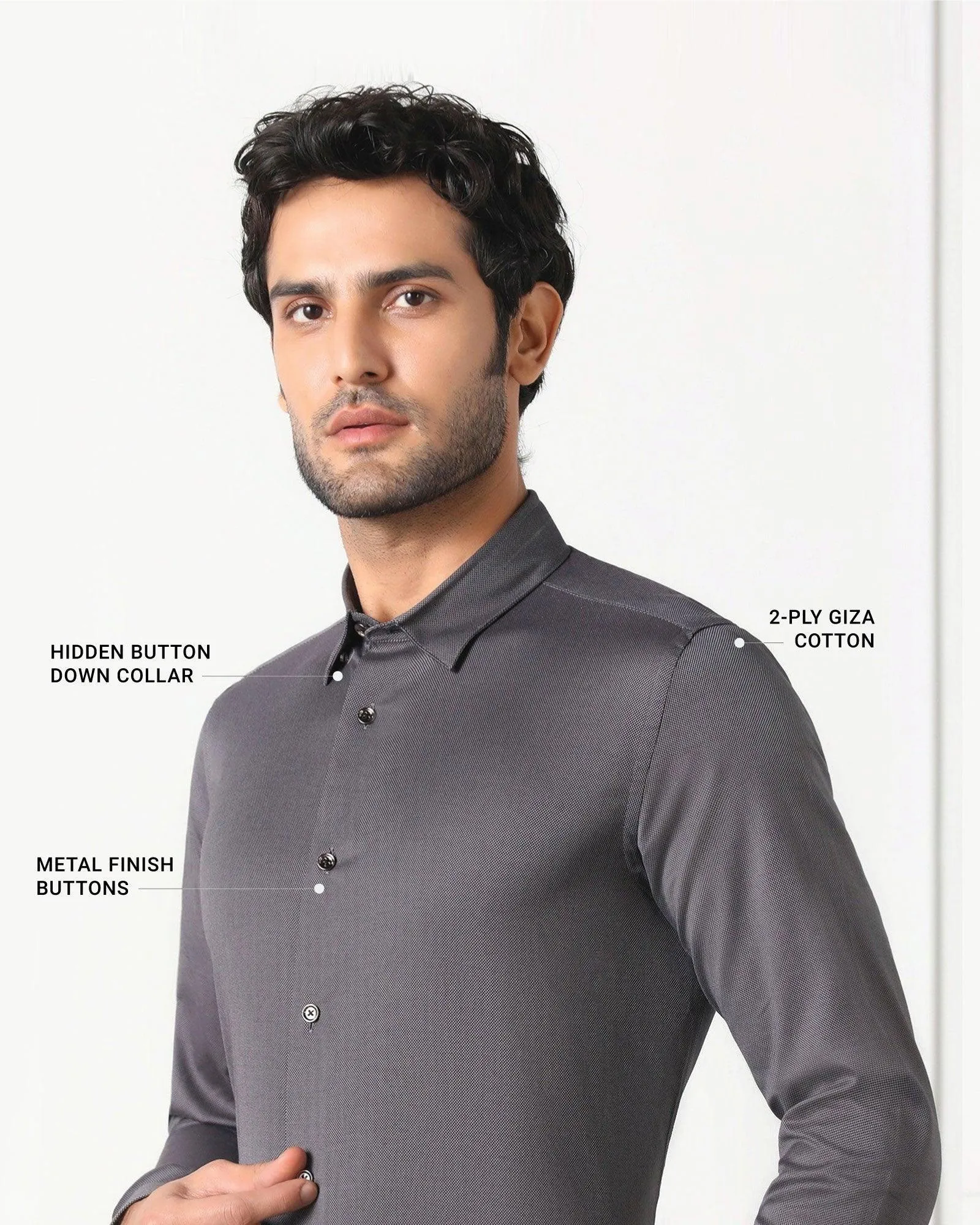 Must Haves Formal Grey Solid Shirt - Silvio