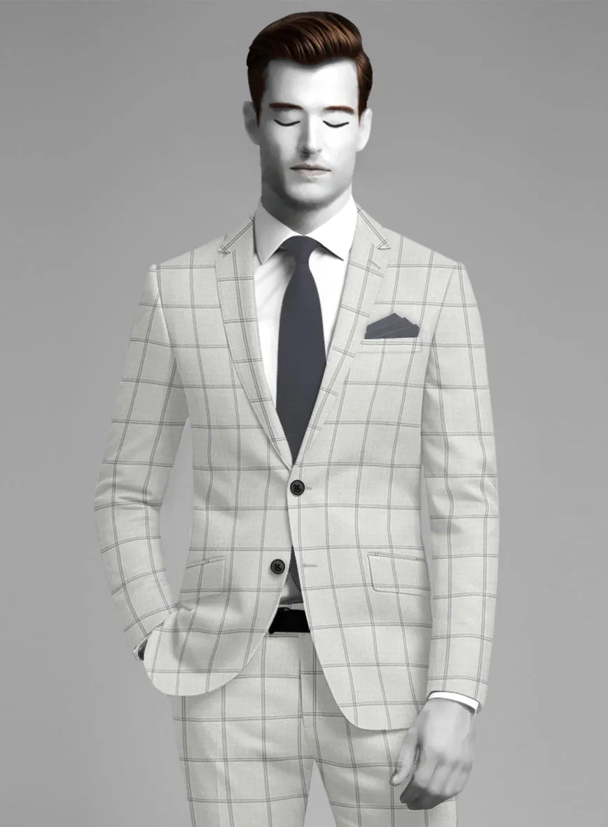 Napolean Noemi Windowpane Light Gray Wool Suit