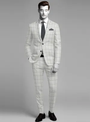 Napolean Noemi Windowpane Light Gray Wool Suit