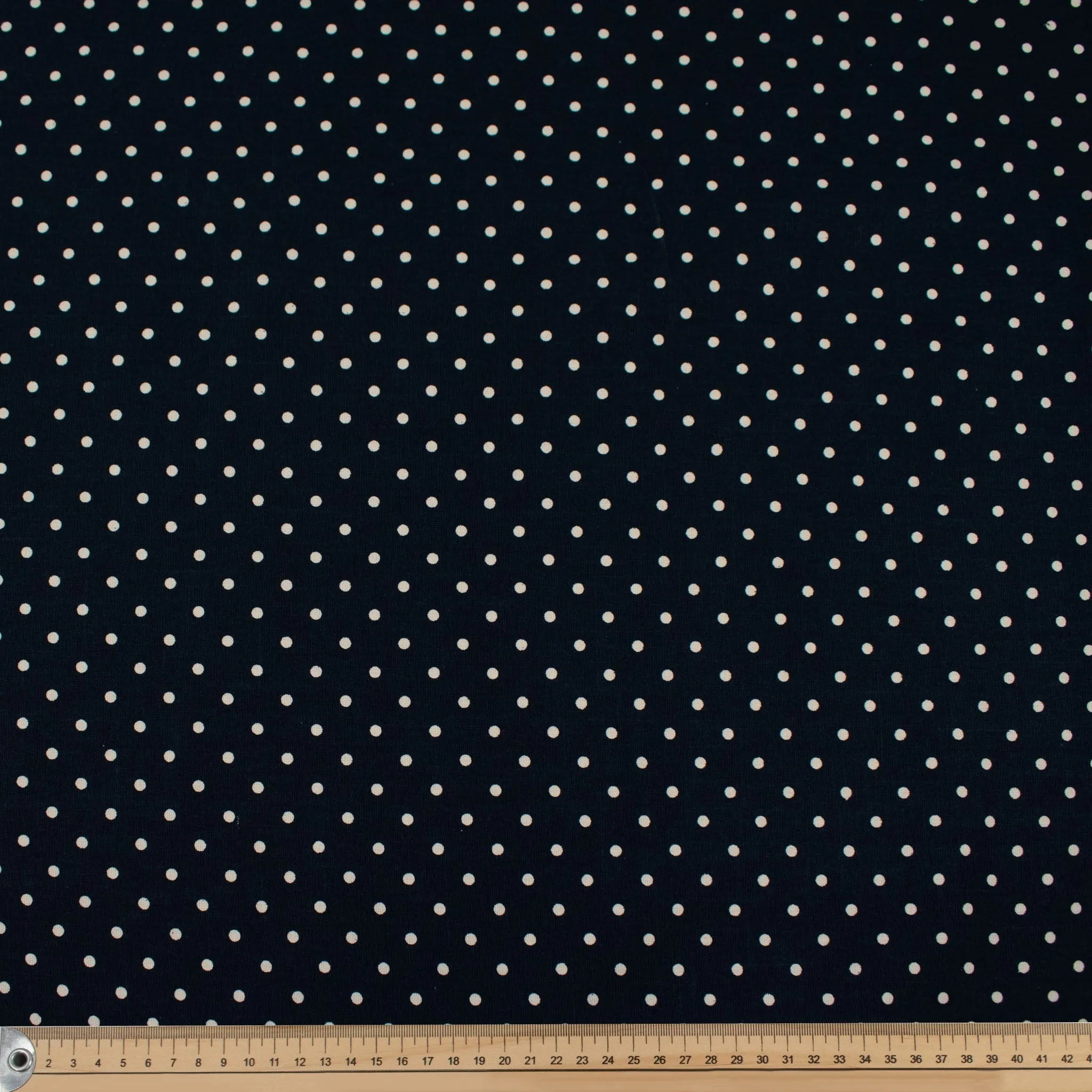 Navy Natural Medium Dots Cotton Canvas Print