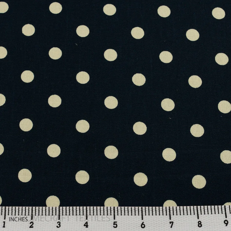 Navy Polka Dot Cotton Canvas Print