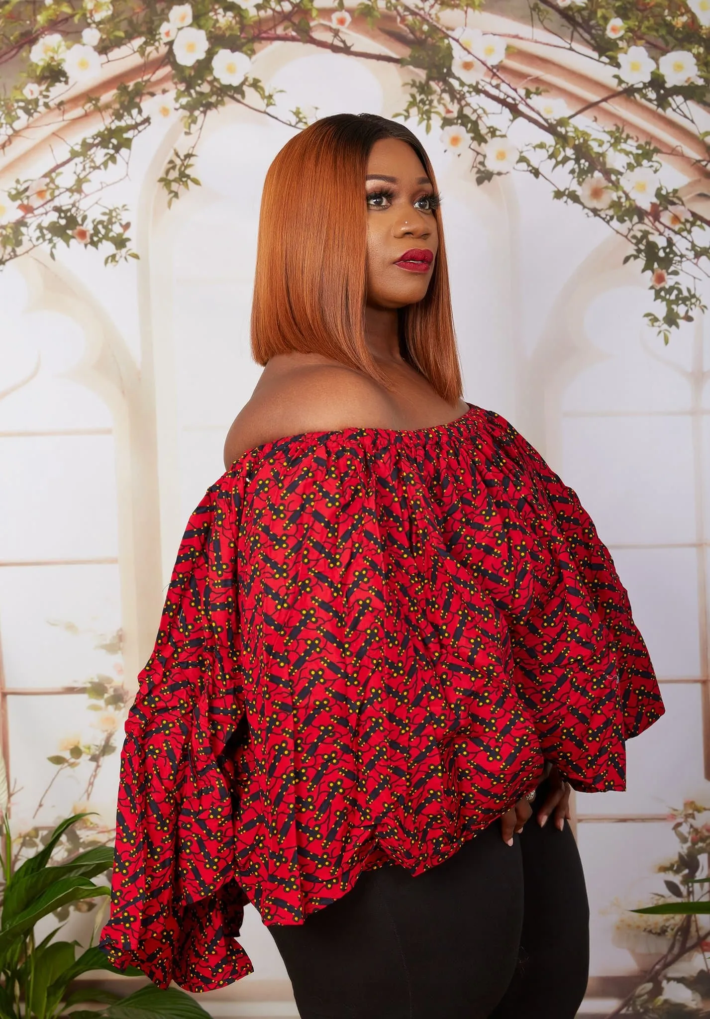 Nnedi Off Shoulder African Print Top/Blouse - Plus Size