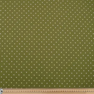 Olive Natural Medium Dots Cotton Canvas Print