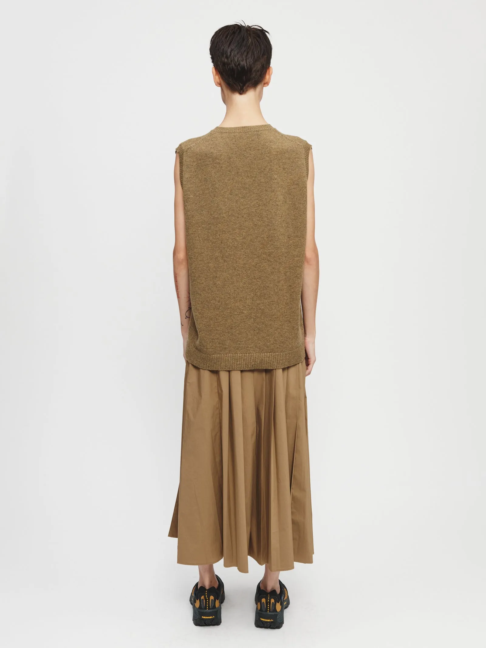 Pleated Wrap Skirt in Khaki