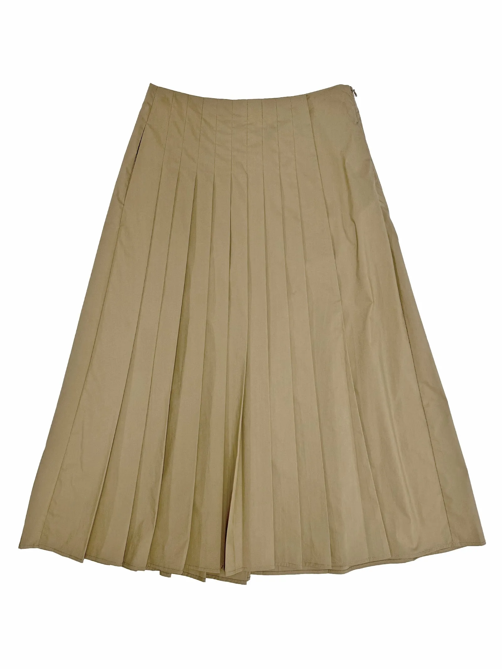 Pleated Wrap Skirt in Khaki