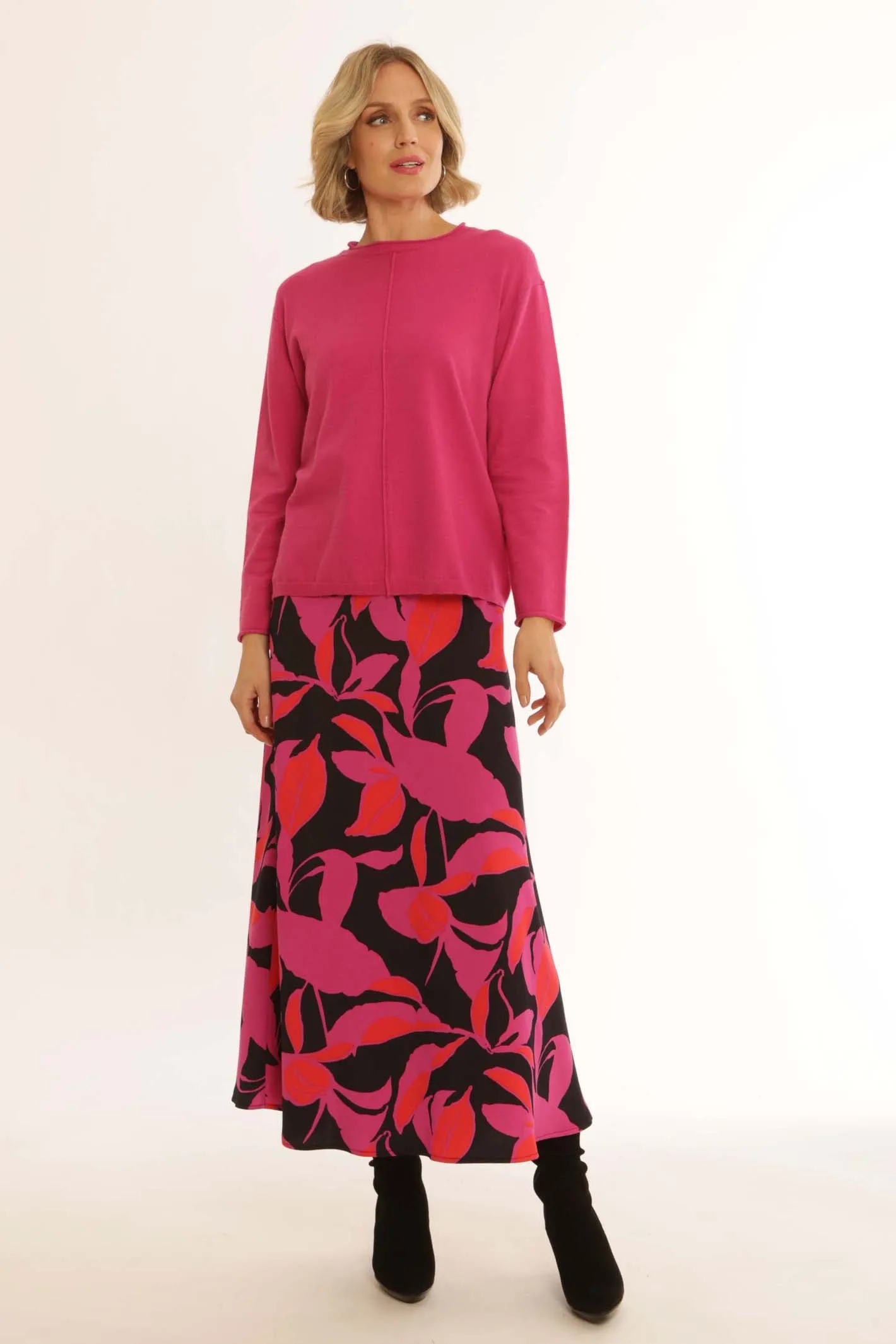 Pomodoro Clothing Clashing Leaf Skirt 12451