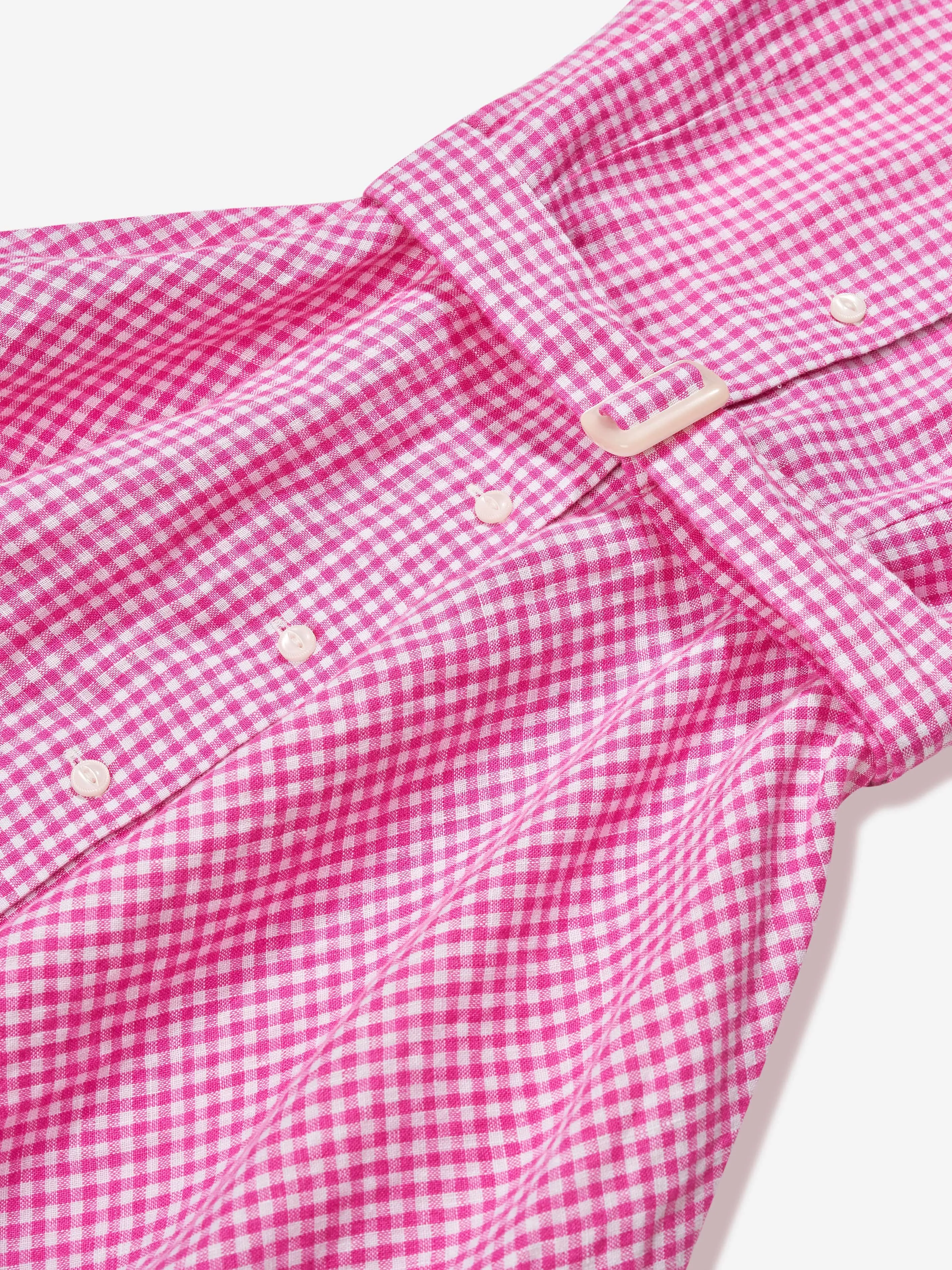 Ralph Lauren Girls Gingham Shirt Dress in Pink