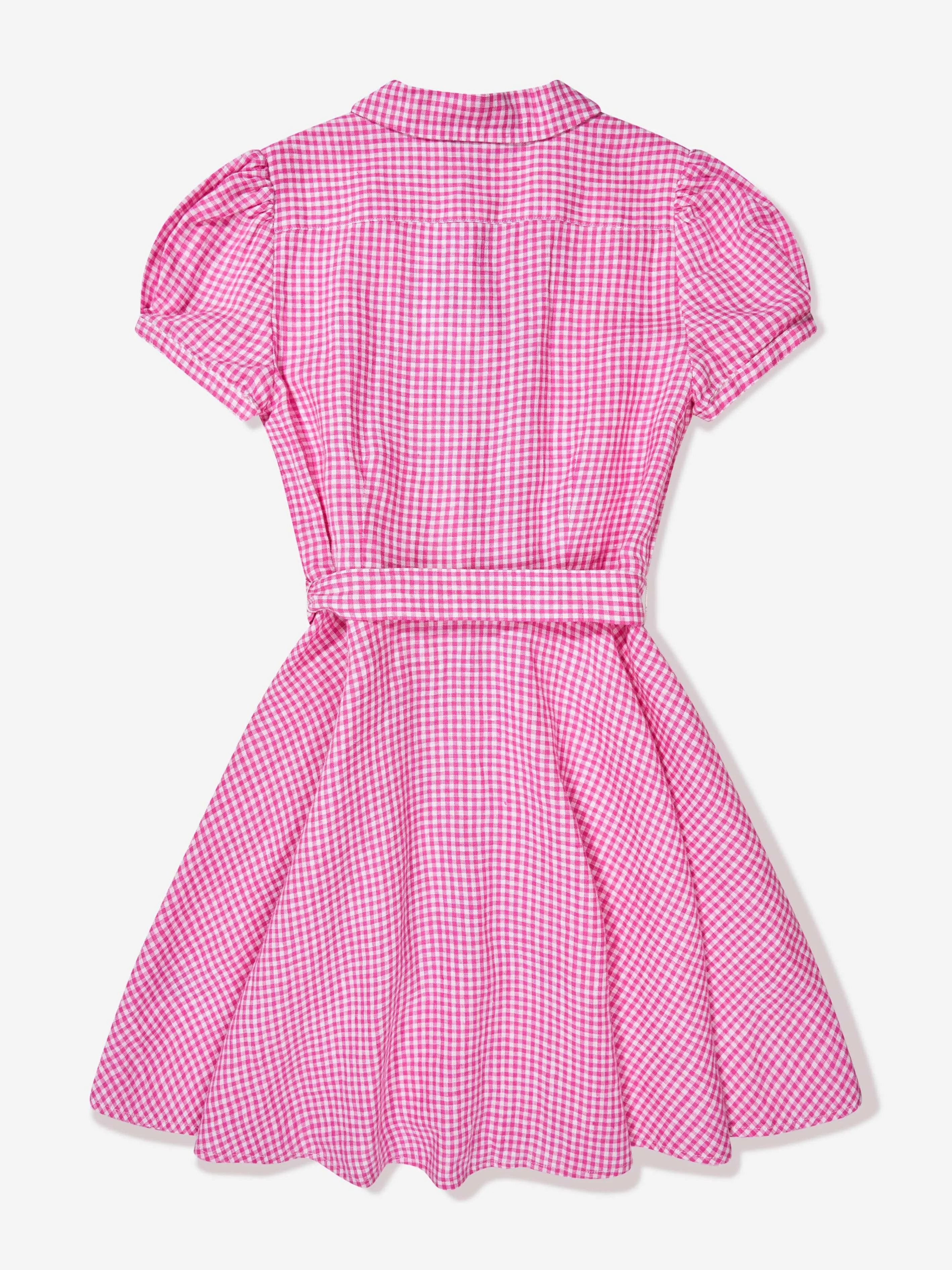 Ralph Lauren Girls Gingham Shirt Dress in Pink