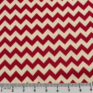 Red Chevron Cotton Canvas Print