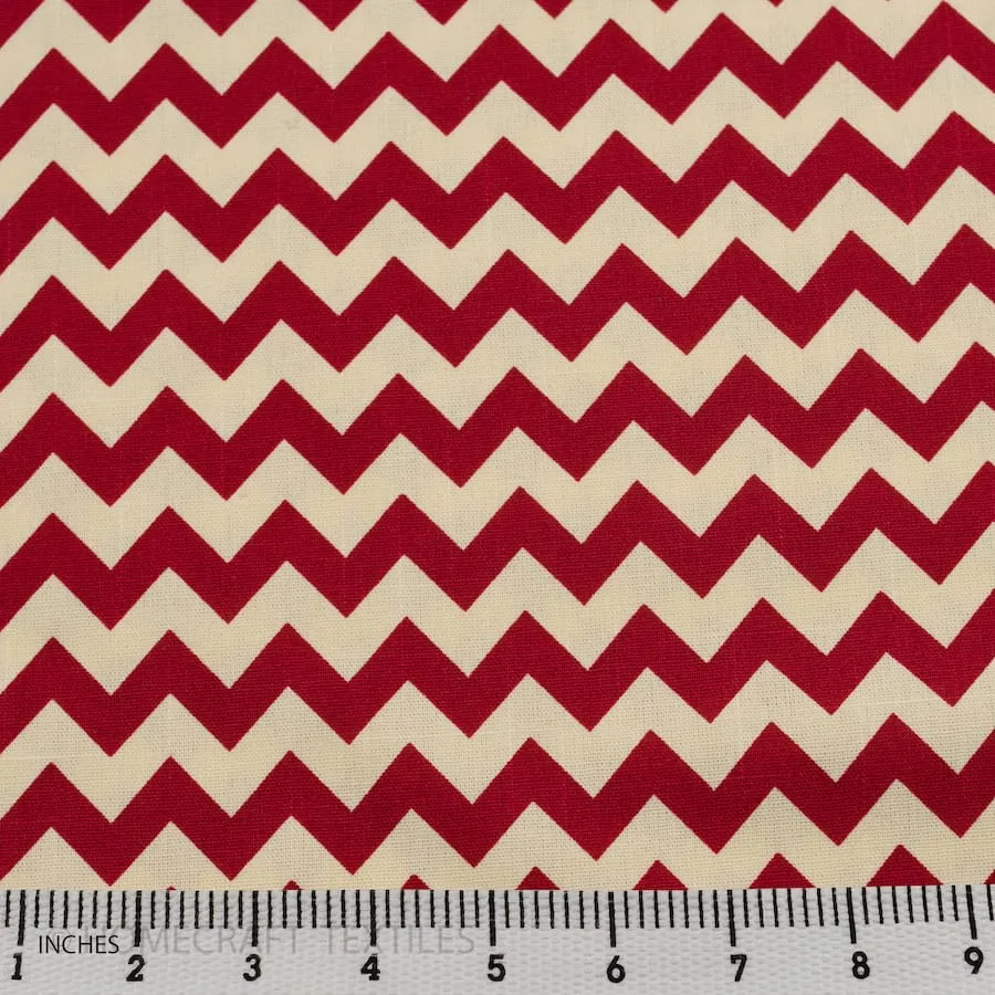 Red Chevron Cotton Canvas Print