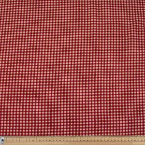 Red Small Gingham Check Cotton Canvas Print