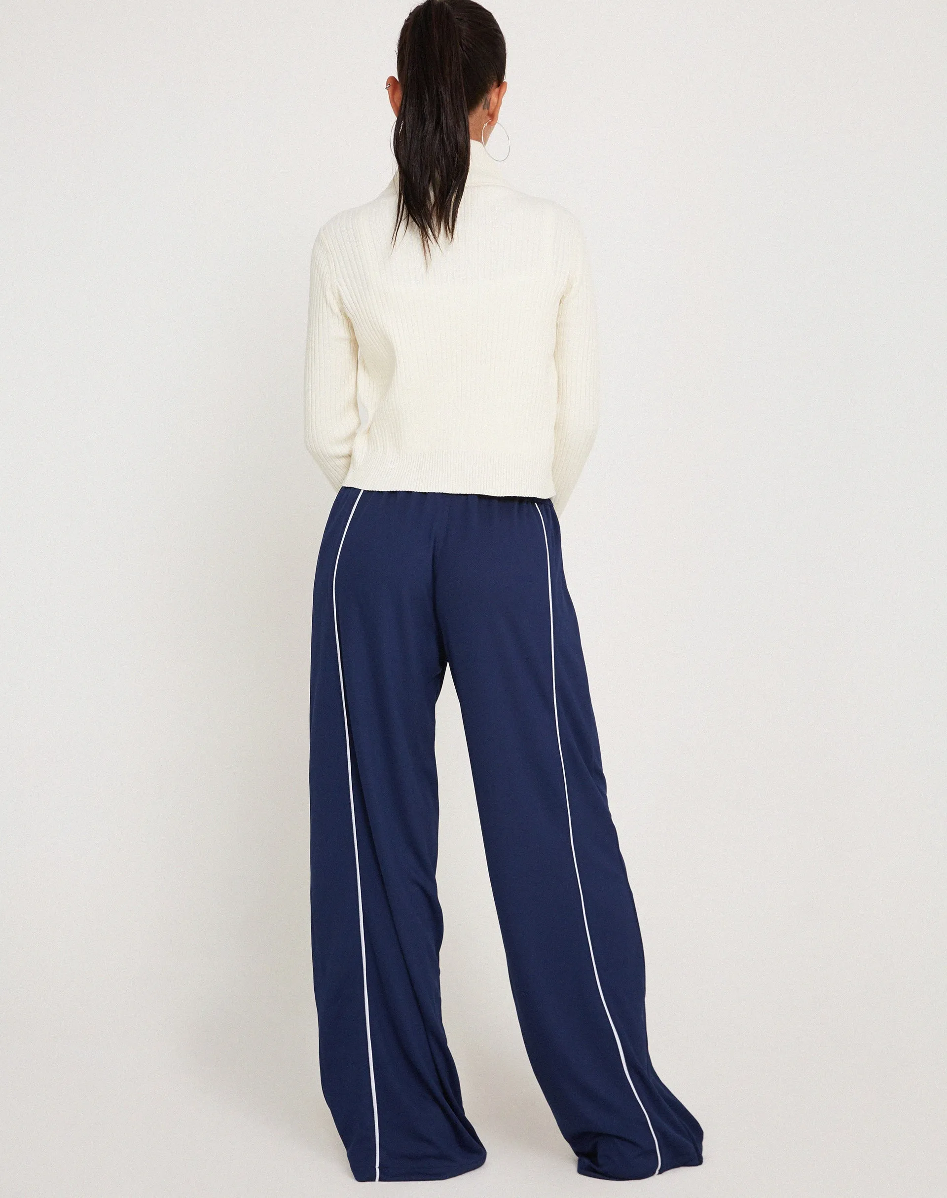 Shobi Wide Leg Jogger in Navy