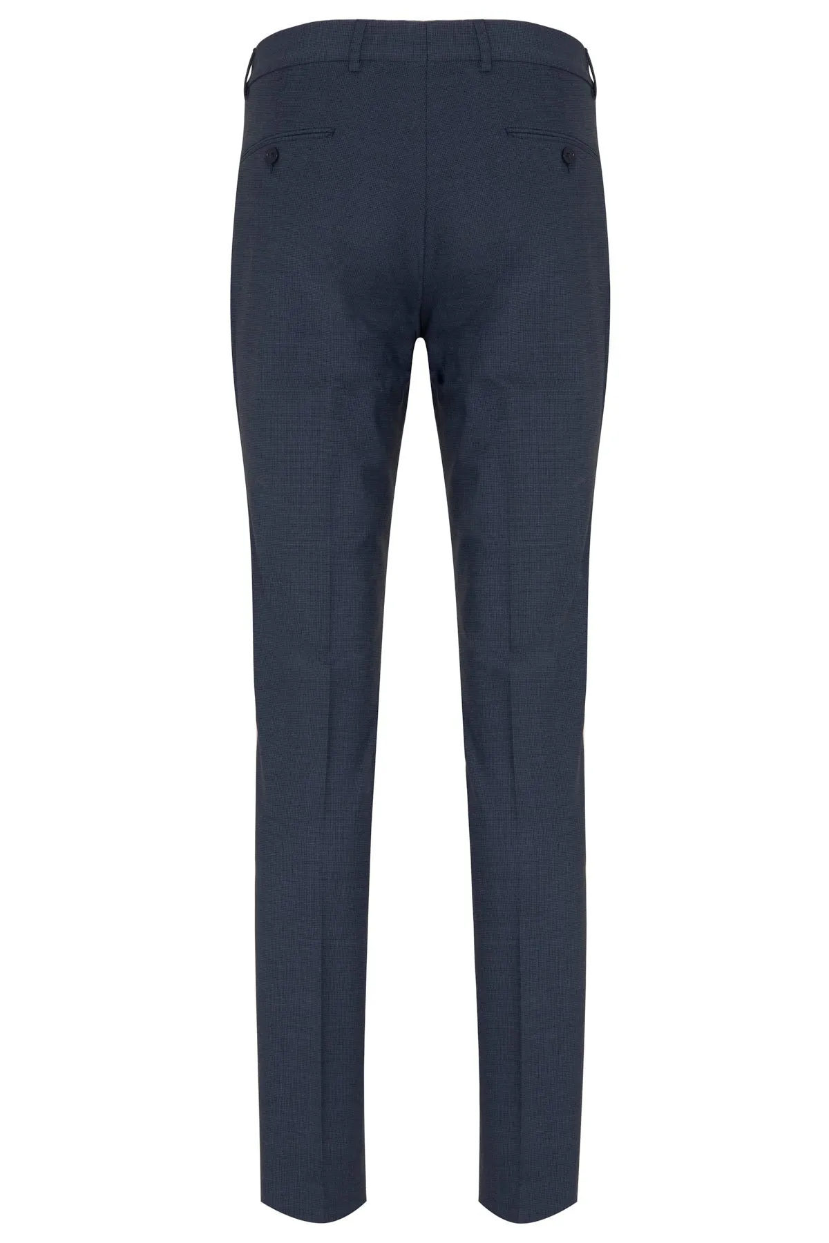 Slim Fit Blue Side Pocket Low Waist Wool Dress Pants