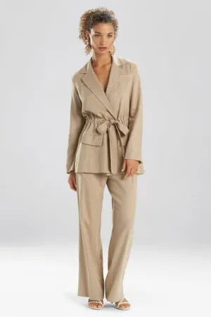 Solid Linen Belted Jacket