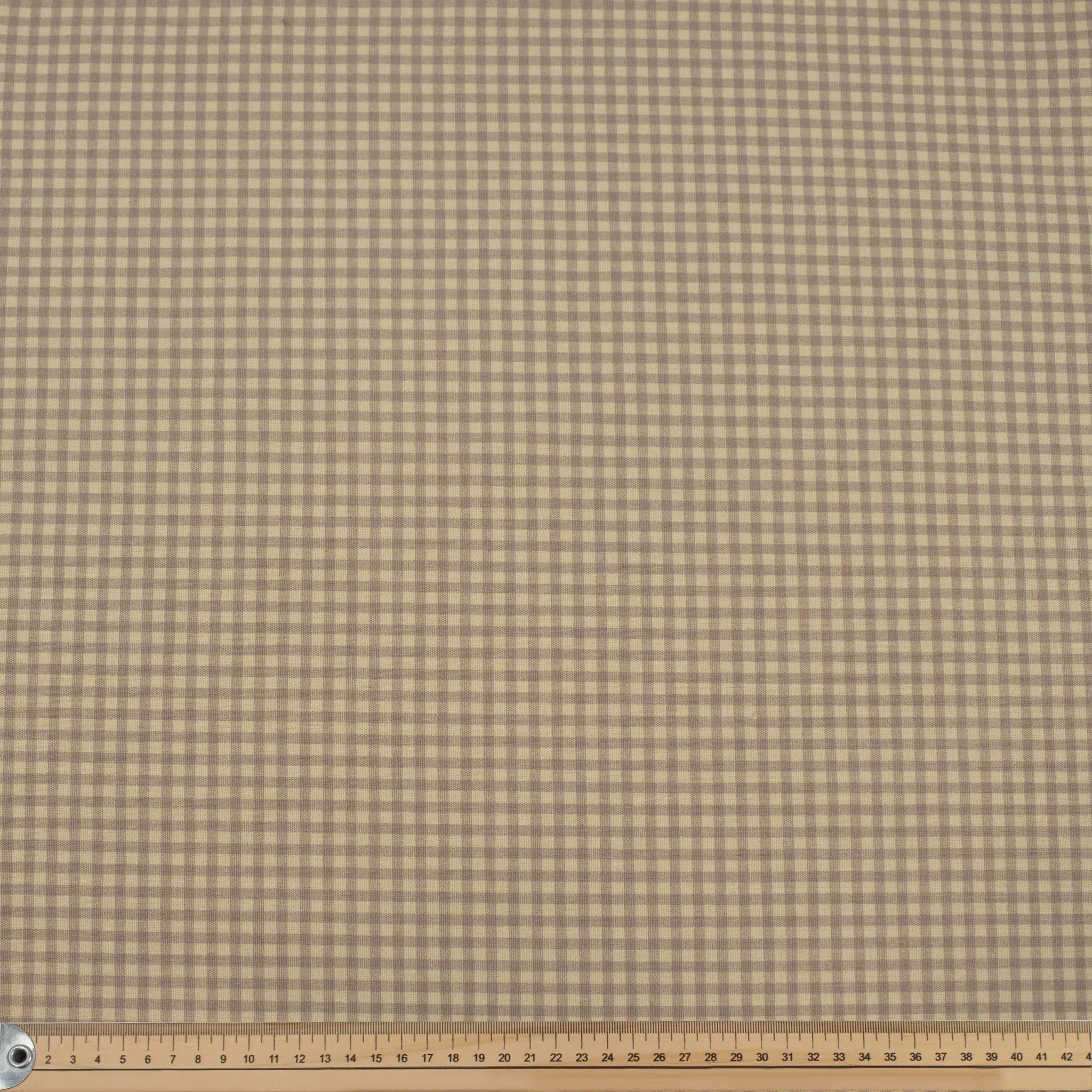 Taupe Small Gingham Check Cotton Canvas Print