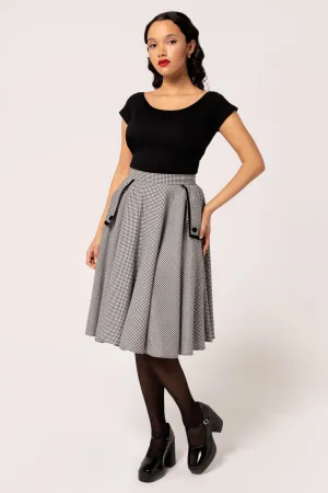 Teddy Houndstooth Print Swing Skirt by Hell Bunny