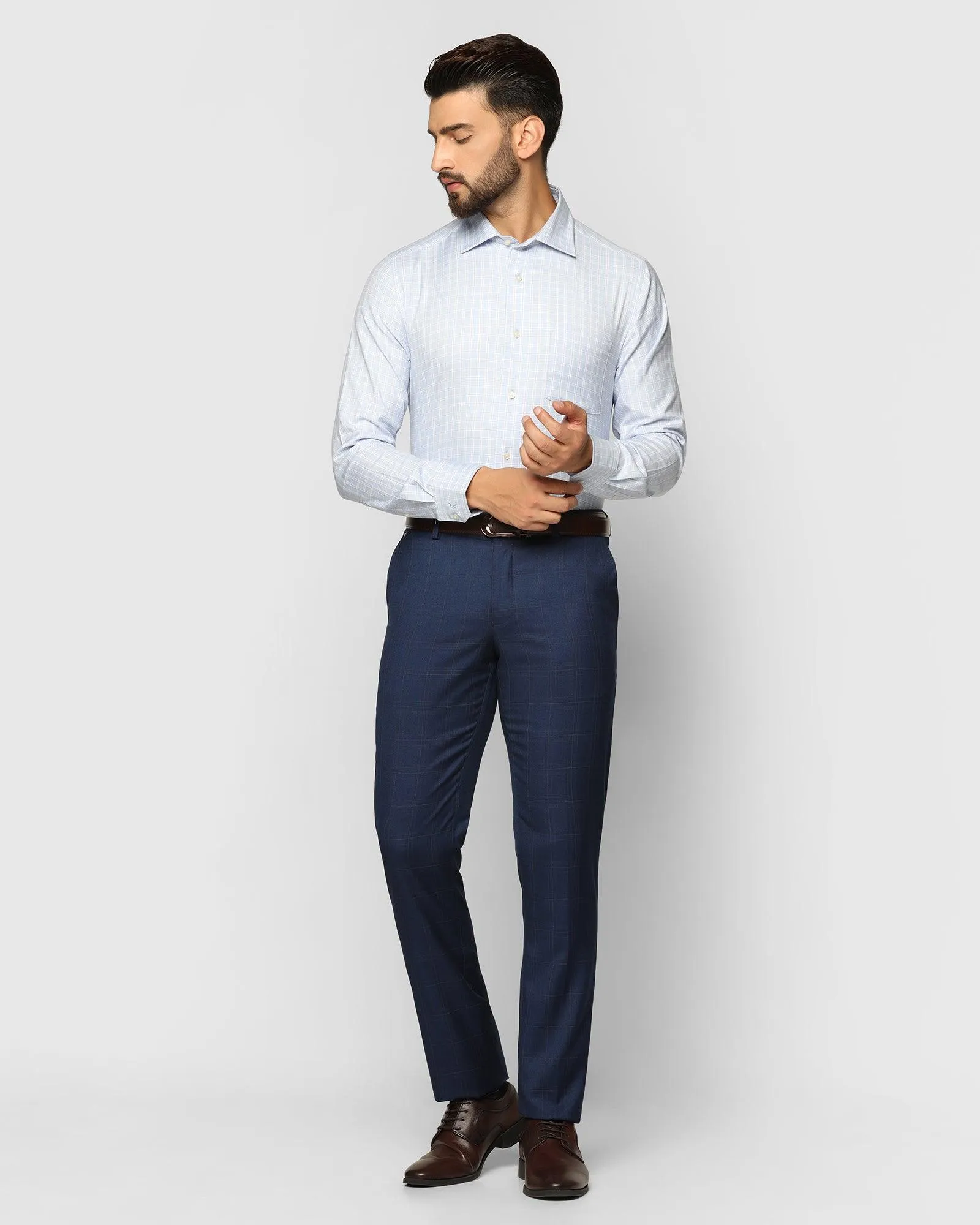 Temp Tech Formal Blue Check Shirt - Rapid