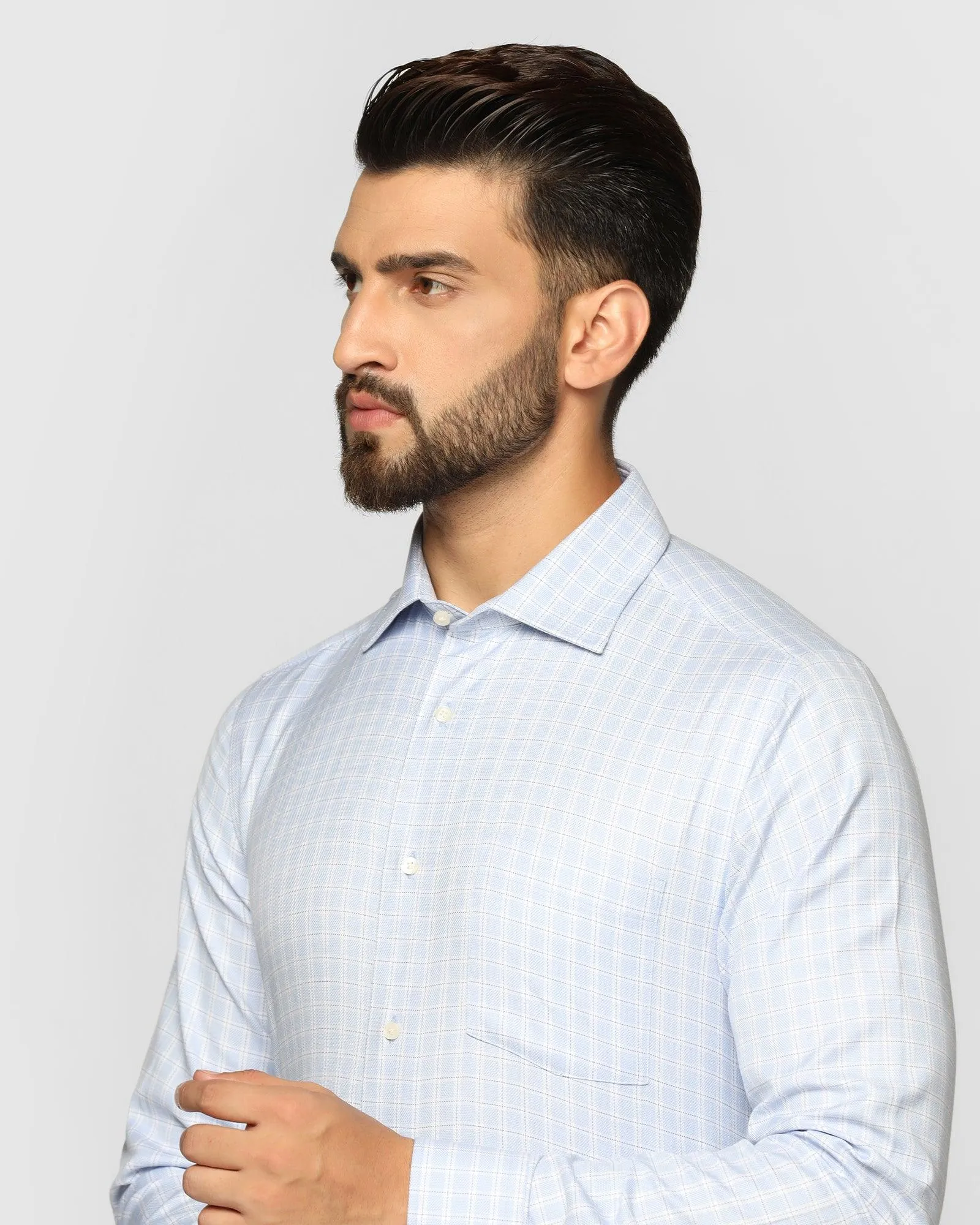 Temp Tech Formal Blue Check Shirt - Rapid