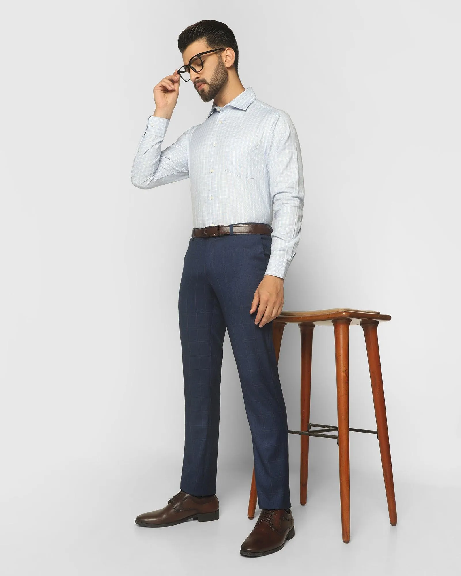 Temp Tech Formal Blue Check Shirt - Rapid