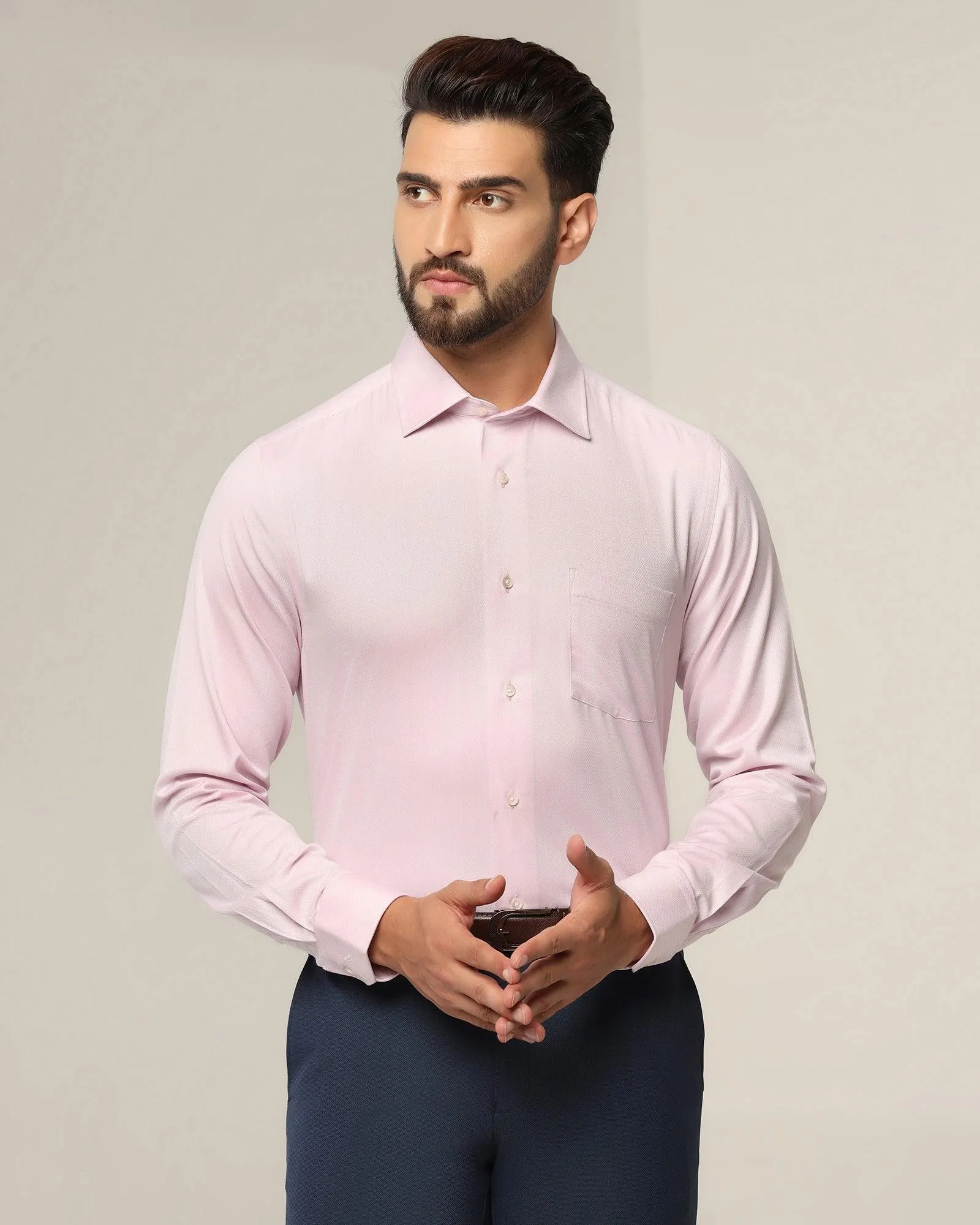 Temp Tech Formal Pink Textured Shirt - Pound