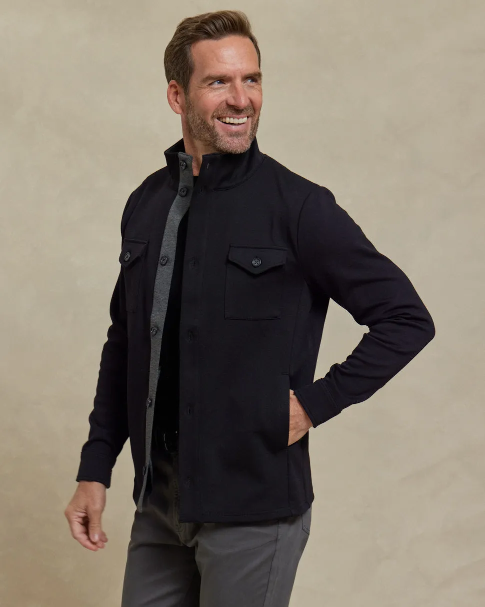 The Gavin - Scuba Shirt Jacket - Black/Charcoal