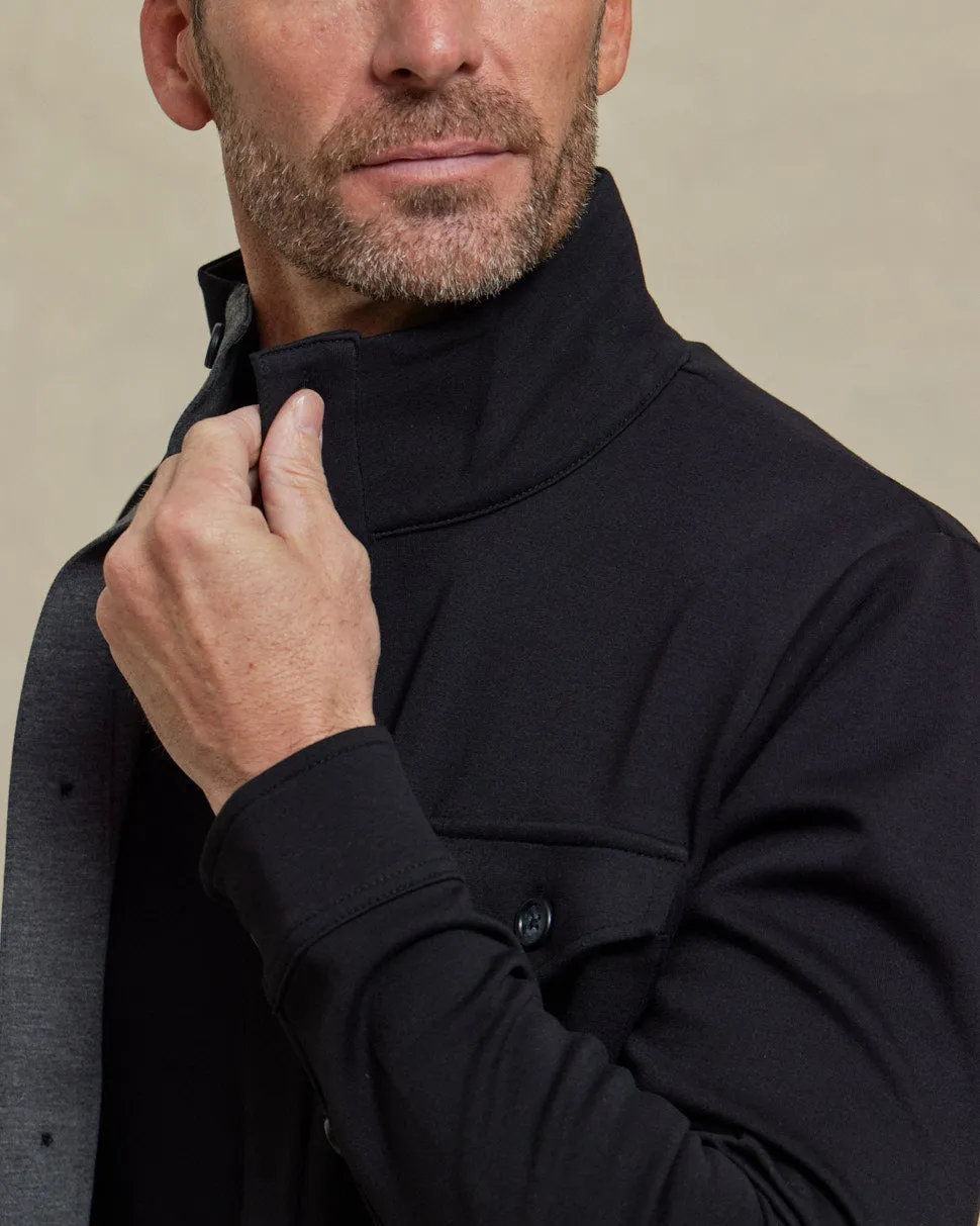 The Gavin - Scuba Shirt Jacket - Black/Charcoal