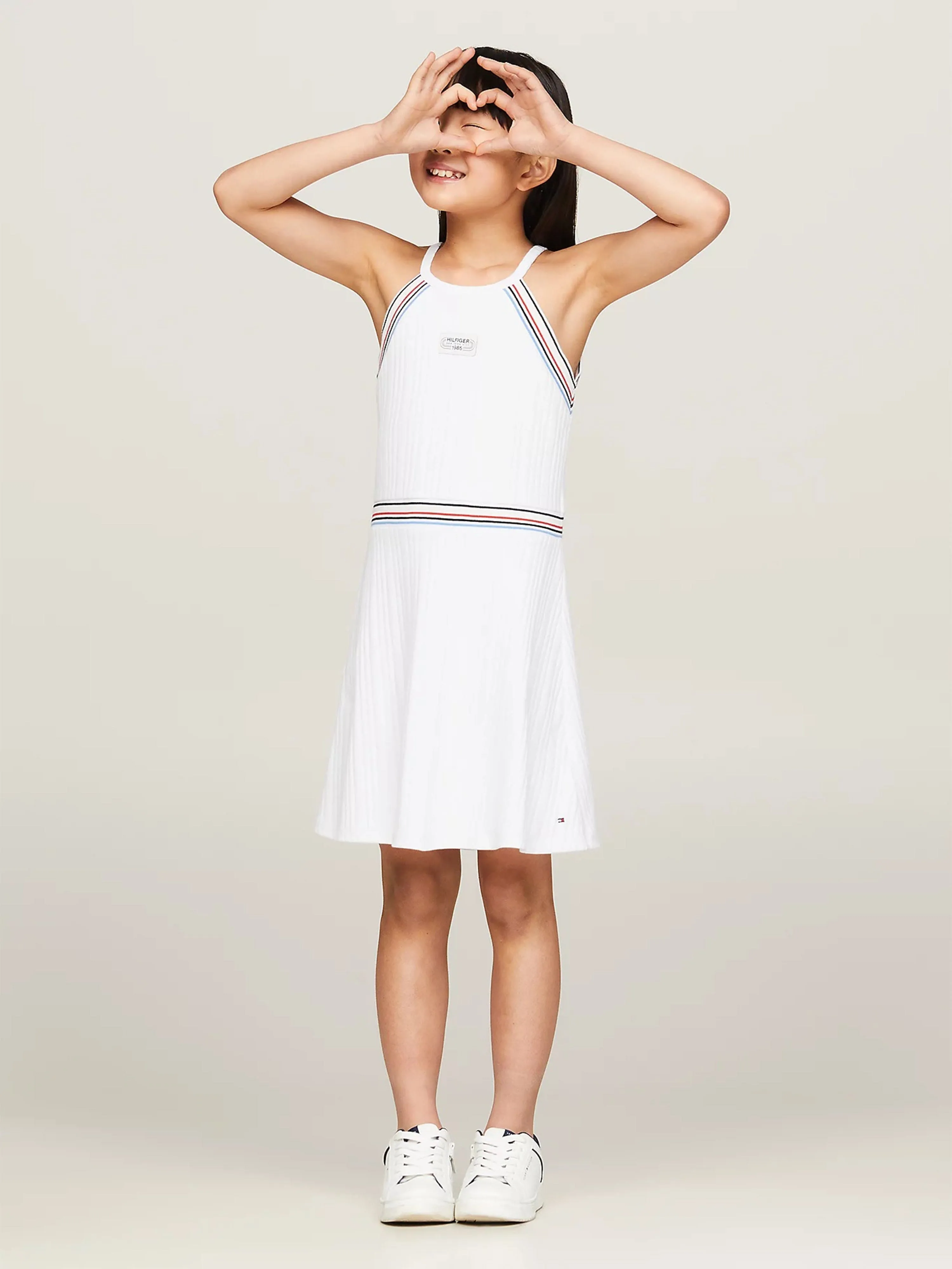 Tommy Hilfiger Girls 1985 Logo Sports Dress in White