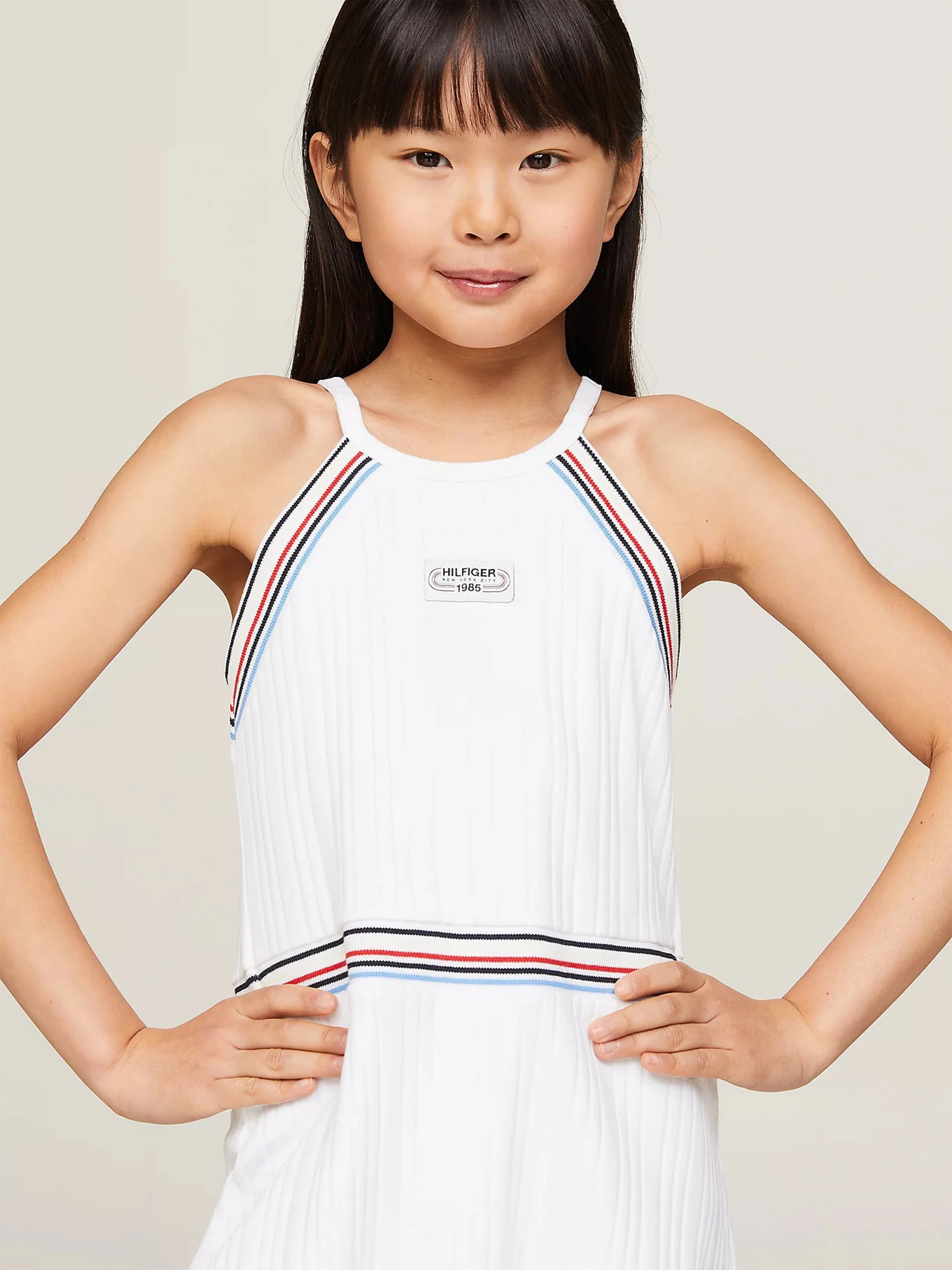 Tommy Hilfiger Girls 1985 Logo Sports Dress in White