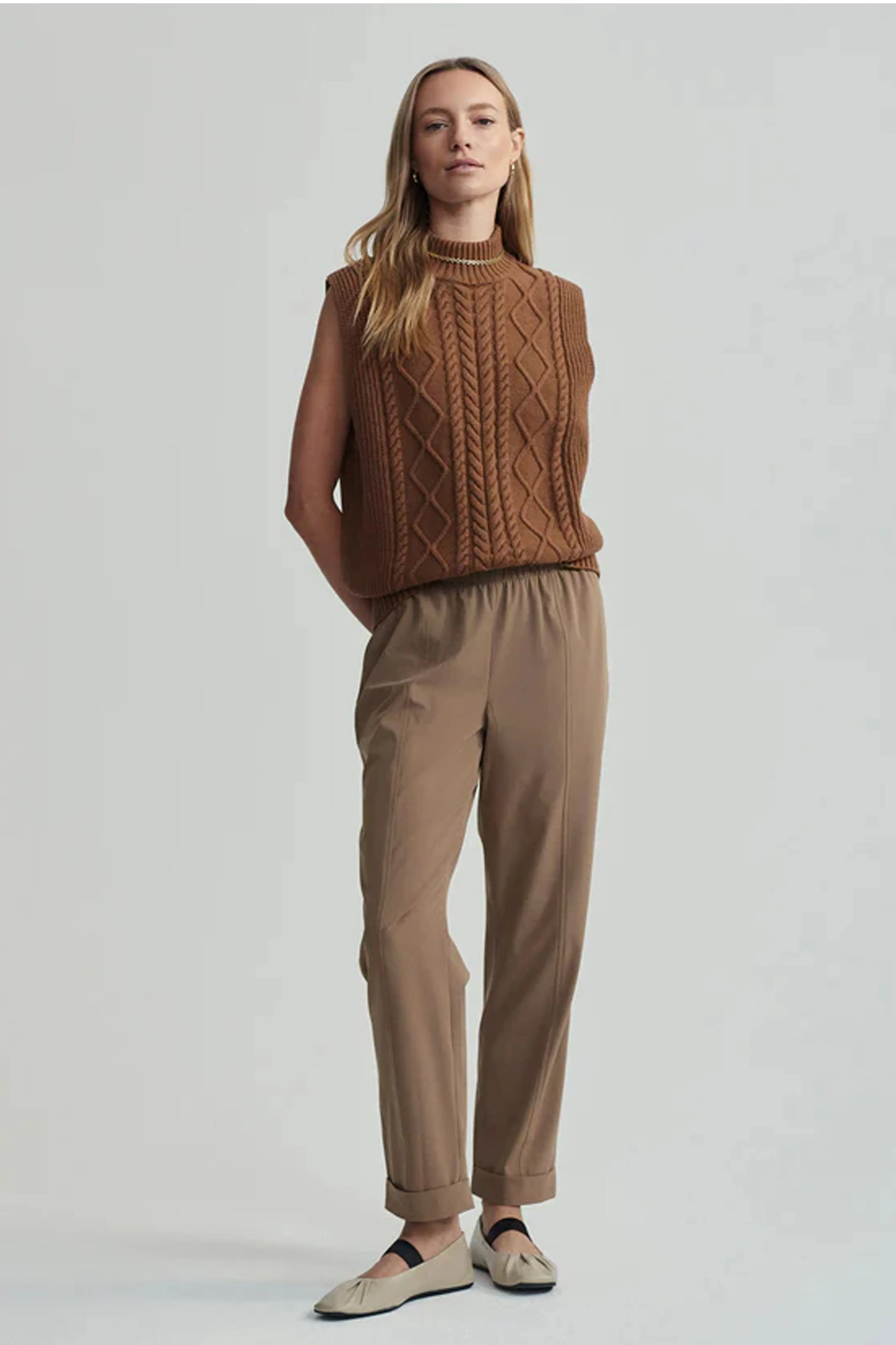 VARLEY | Joilette Roll Neck Vest - Caramel Pecan