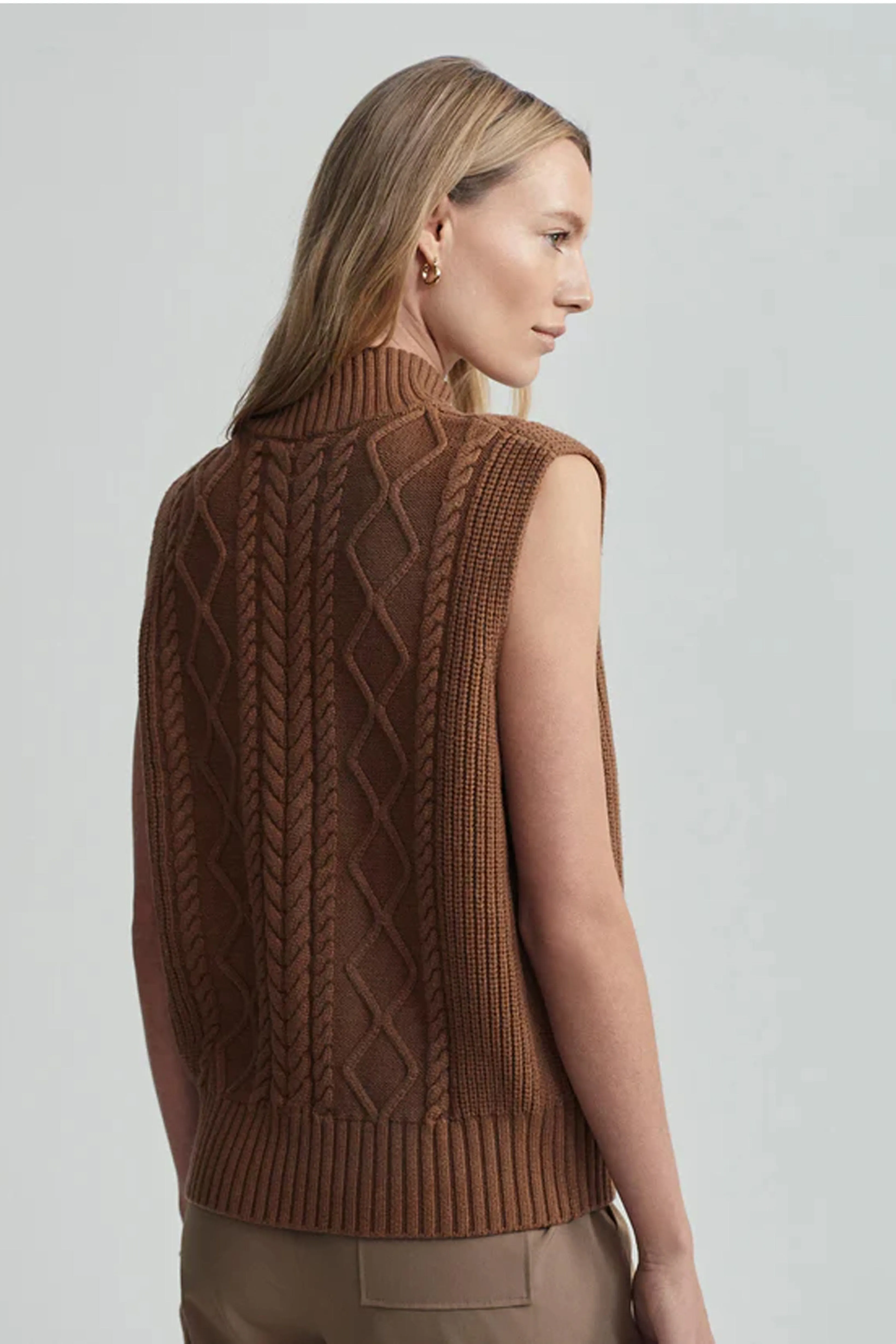 VARLEY | Joilette Roll Neck Vest - Caramel Pecan