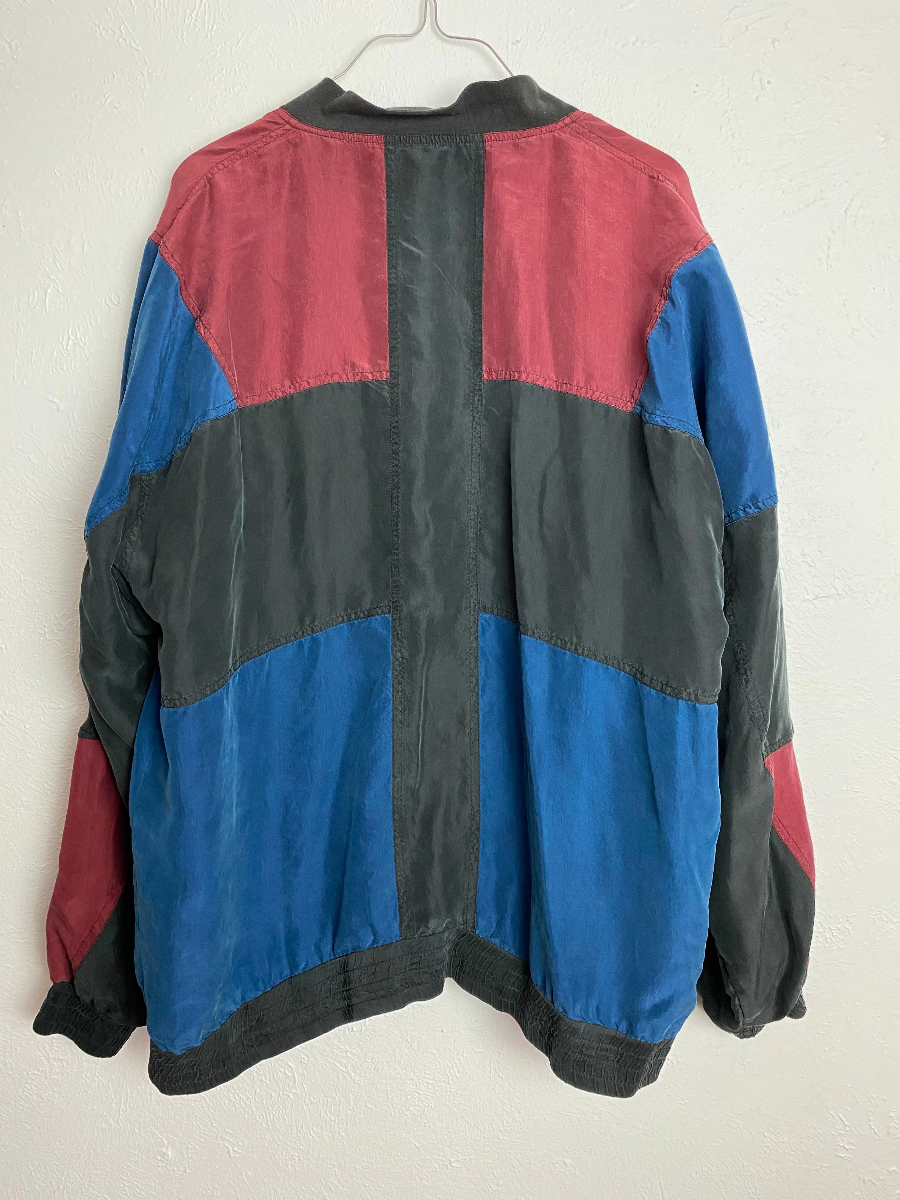 Vintage Robert Stock 100% Silk Jacket ~ Blue & Red